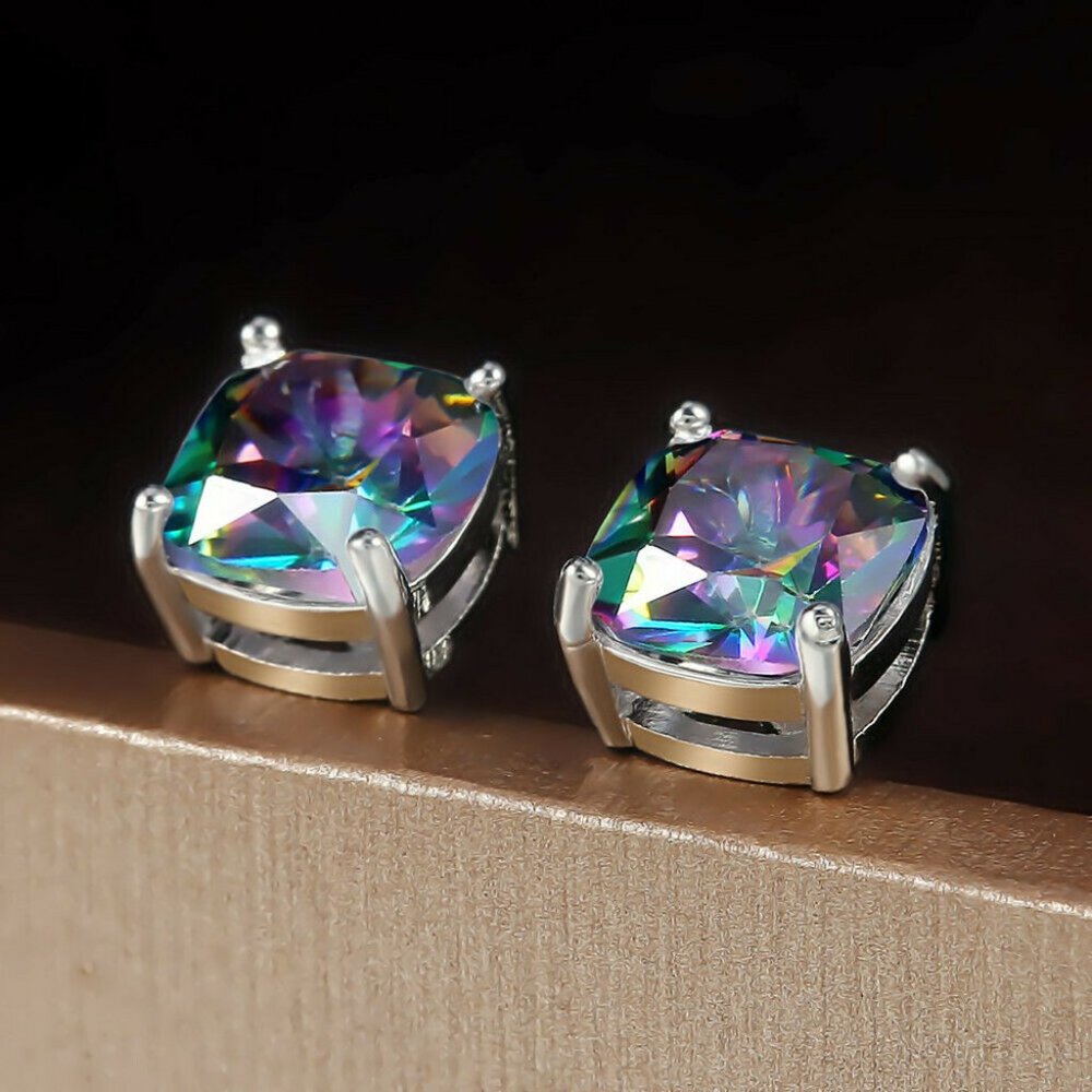 New Multicolor 925 Silver Stud Earrings - Picture 4 of 5
